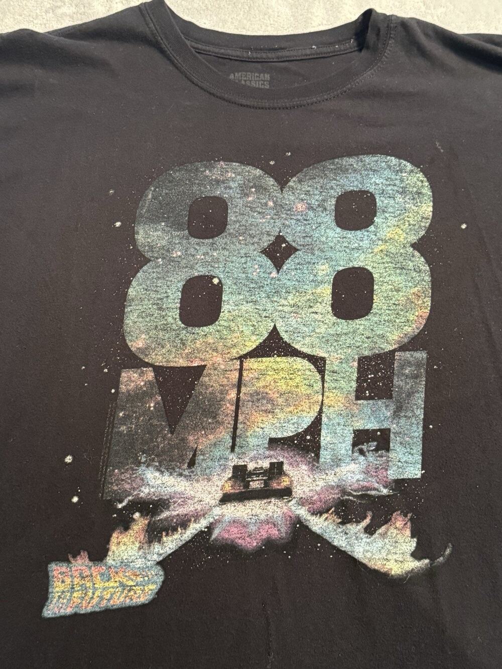 2XL Back To The Future DeLorean 88 MPH Black Graphic Print XXL Tee Shirt BTTF